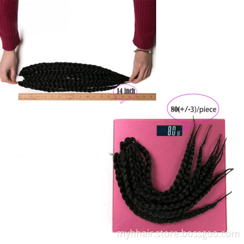 VERVES Crochet Box Braids Hair Extensions 14 Inch 12 strands/piece Burgundy Blonde Black Synthetic Pure Color Braiding Hair
